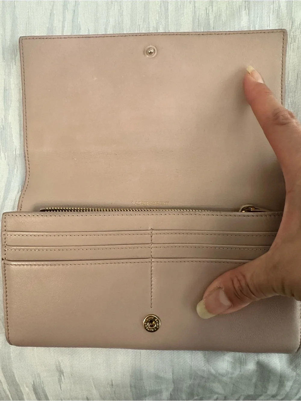 Saint Laurent Blush Pink Wallet with Gold Hardware